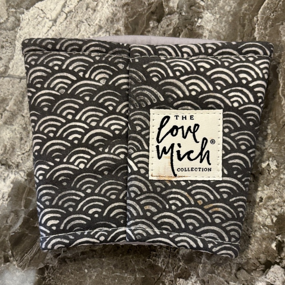 Love Mich Collection Black and White Patterned Hot Coffee Cozy